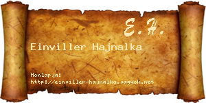Einviller Hajnalka névjegykártya